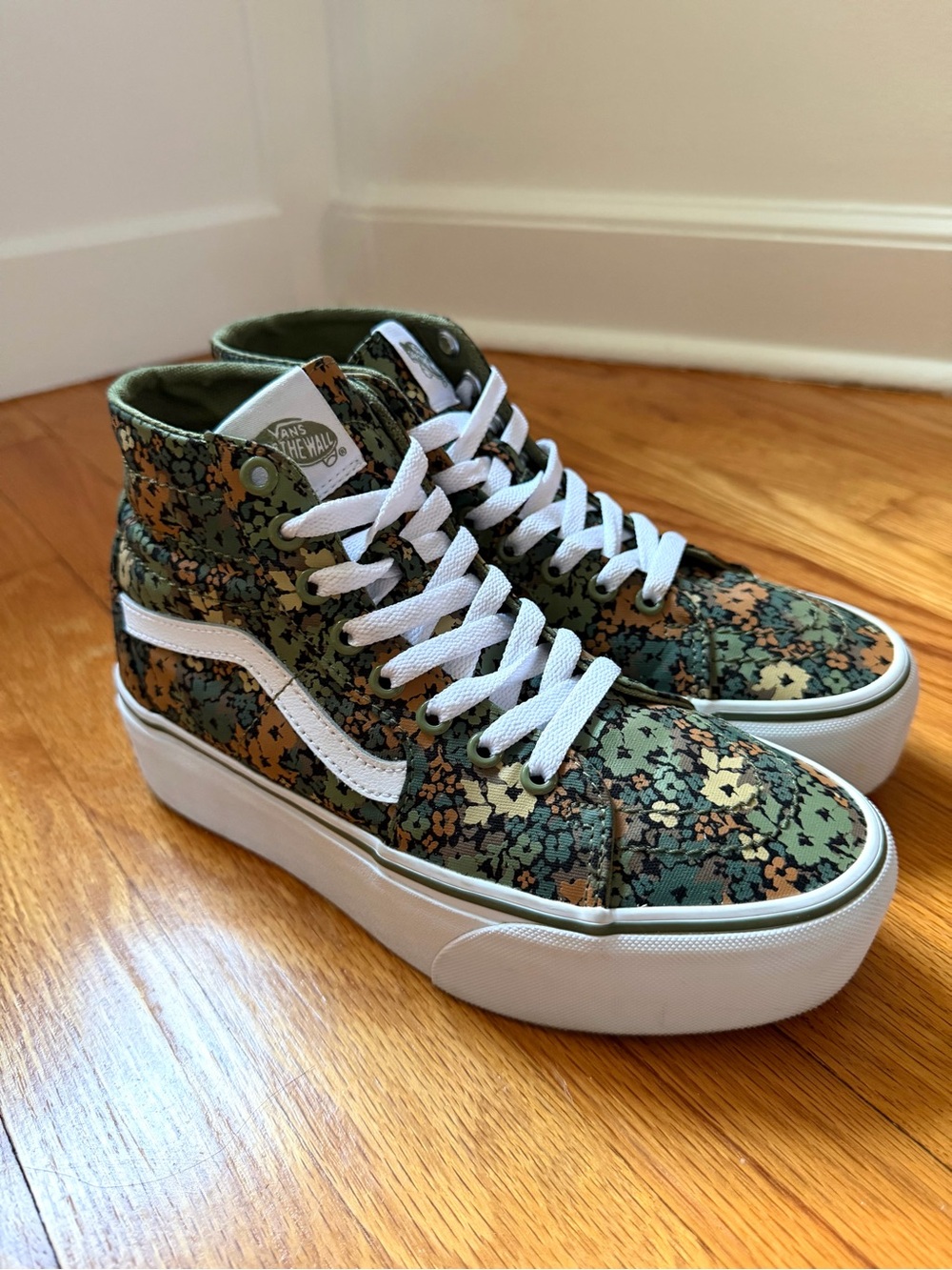 Vans Sk8-Hi Tapered Stackform Camo Floral Loden Green Platform Mens 6 Womens 7.5